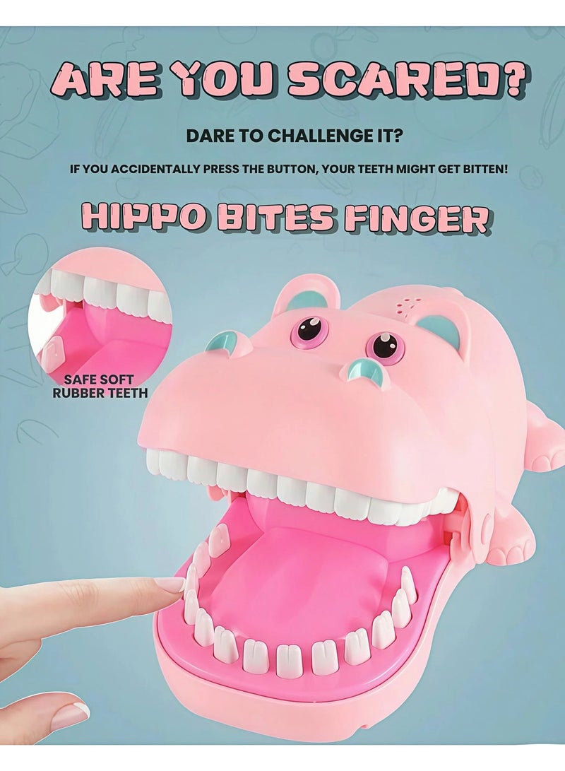 EASY FUTURE Tabletop Board Game with LED Light and Sound Hippo Teeth Toys Game for Kids Family Entertainment Game Hippo Biting Finger Games Funny Toys Dentist Practical Joke Toys for Party Gift NO.2104 - Image 5